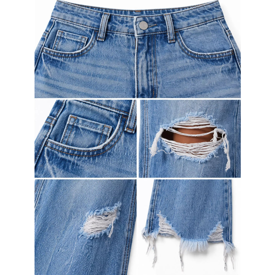Distressed Flare Jeans Apparel and Accessories