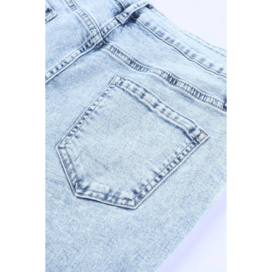 Distressed Frayed Trim Flared Jeans