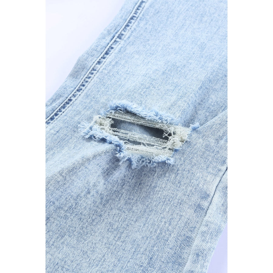 Distressed Frayed Trim Flared Jeans