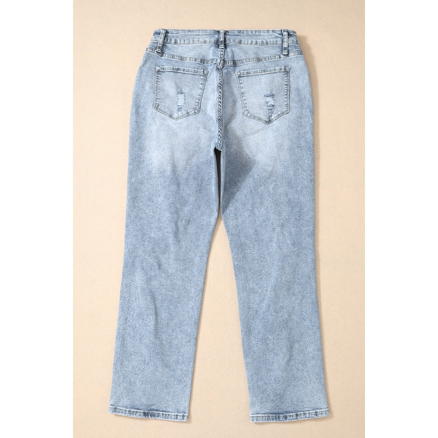 Distressed High Waist Jeans Apparel and Accessories