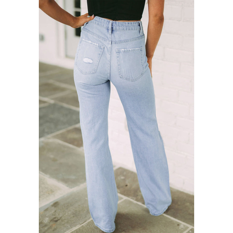 Distressed High Waist Jeans Apparel and Accessories