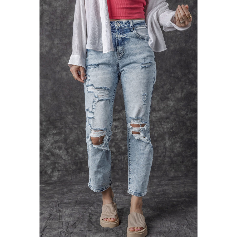 Distressed High Waist Jeans Light / 10 Apparel and Accessories