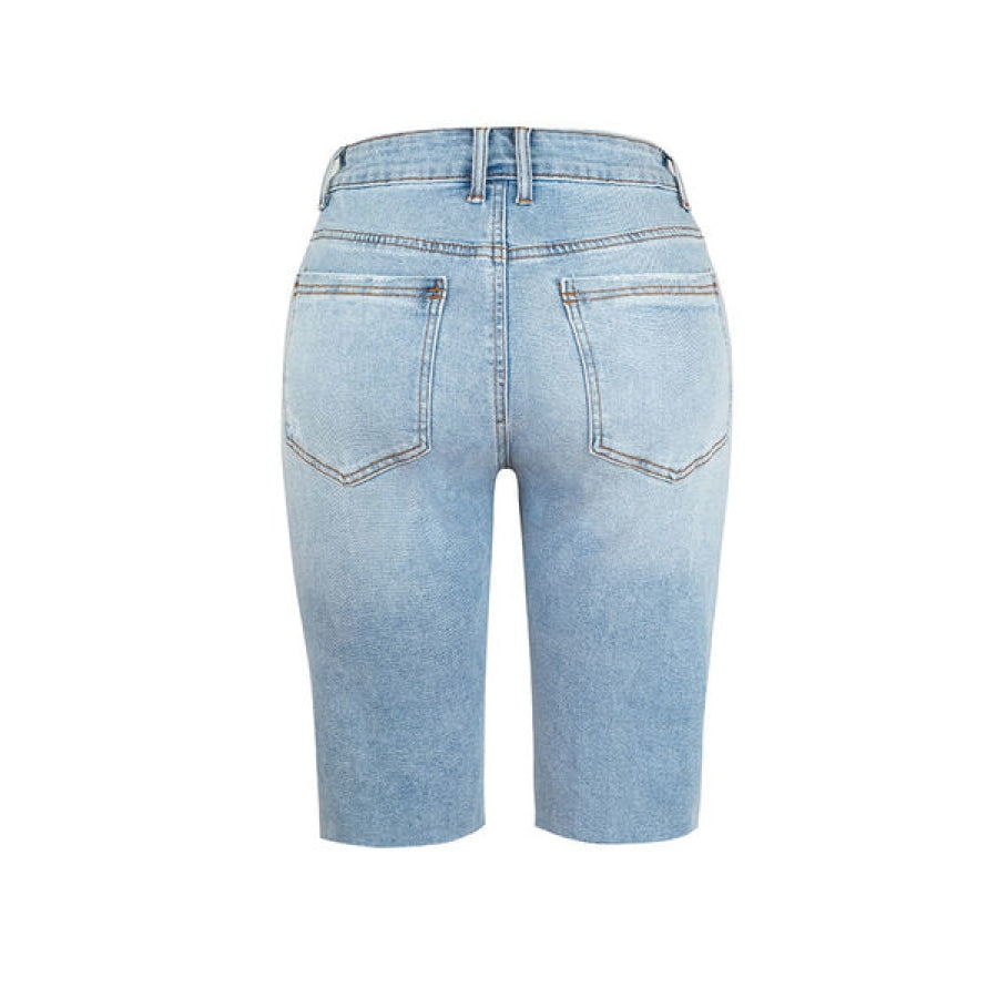 Distressed Pocketed Denim Shorts Clothing