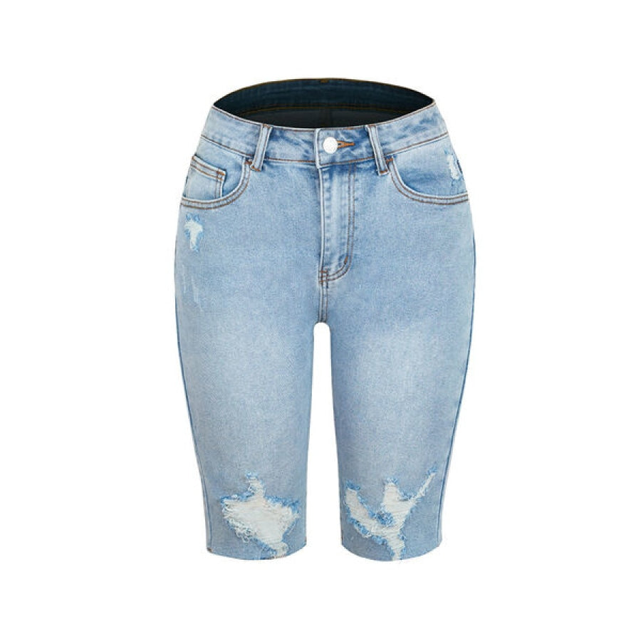 Distressed Pocketed Denim Shorts Clothing