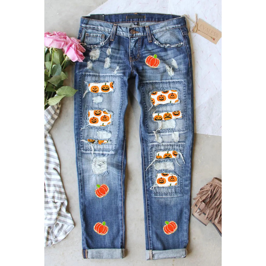 Distressed Pumpkin Jeans with Pockets Medium / 4 Apparel and Accessories