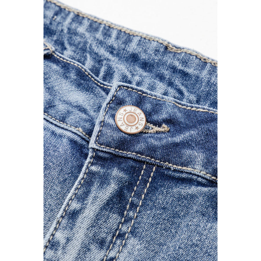 Distressed Raw Hem Bootcut Jeans Apparel and Accessories