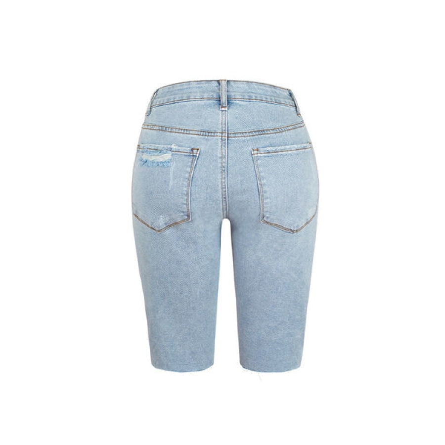 Distressed Raw Hem Denim Shorts Clothing