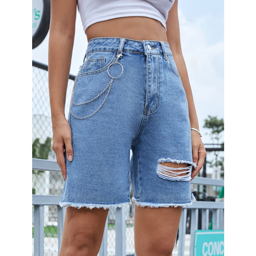 Distressed Raw Hem Denim Shorts Medium / XS Apparel and Accessories