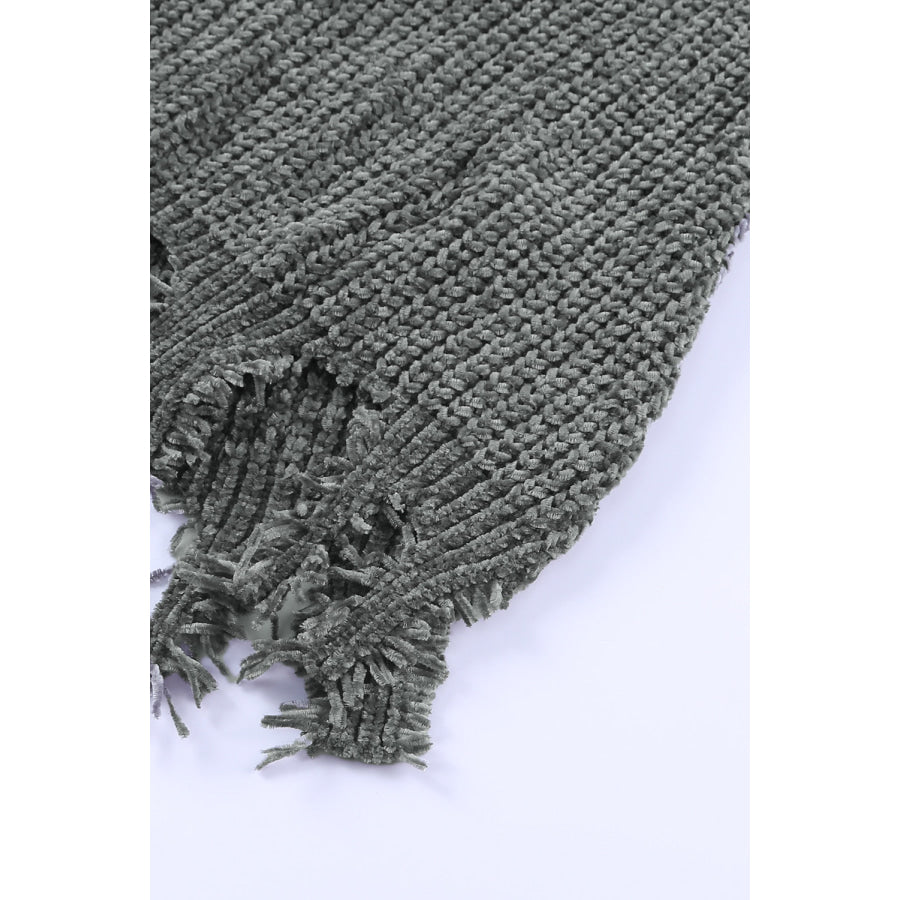 Distressed Round Neck Drop Shoulder Sweater Apparel and Accessories