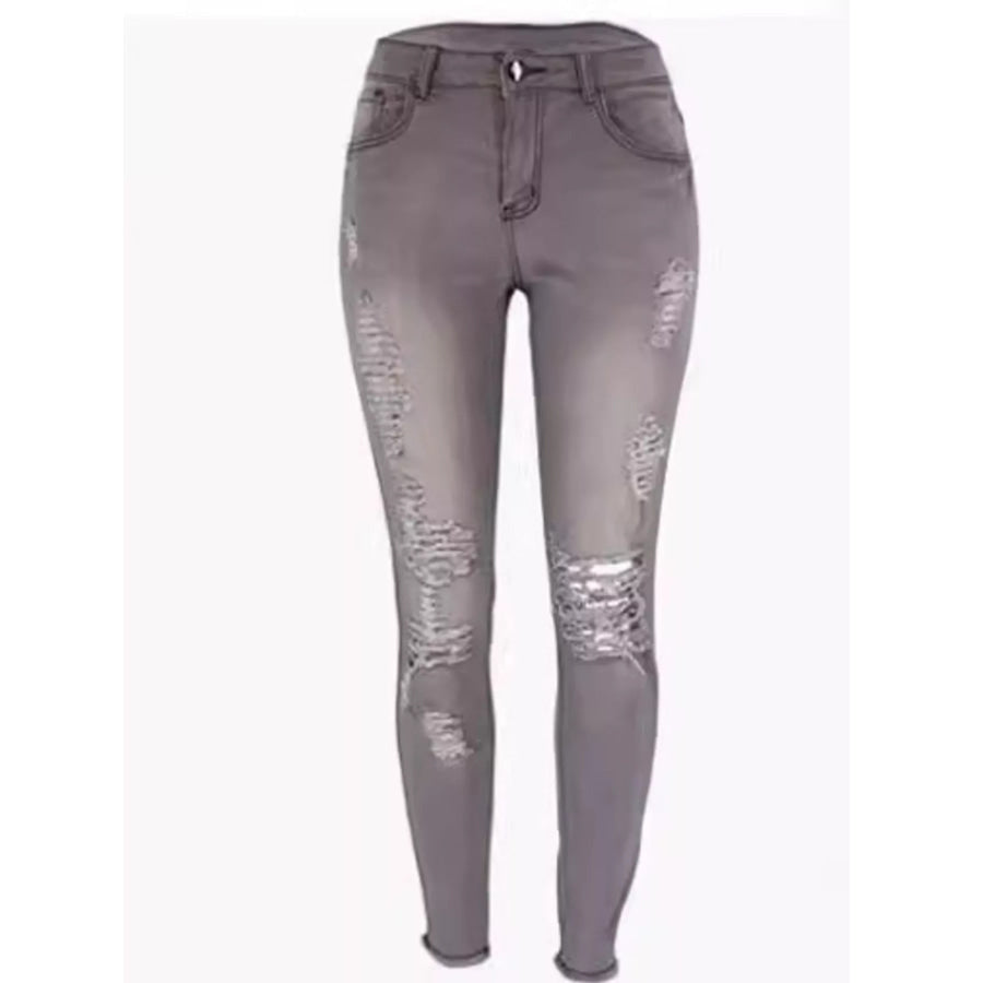 Distressed Skinny Jeans Light Blue / S Apparel and Accessories