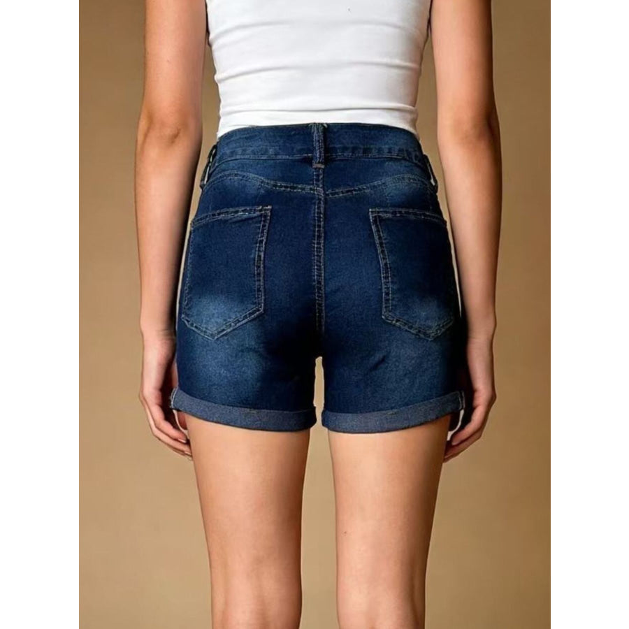 Distressed Wash Denim Shorts Apparel and Accessories