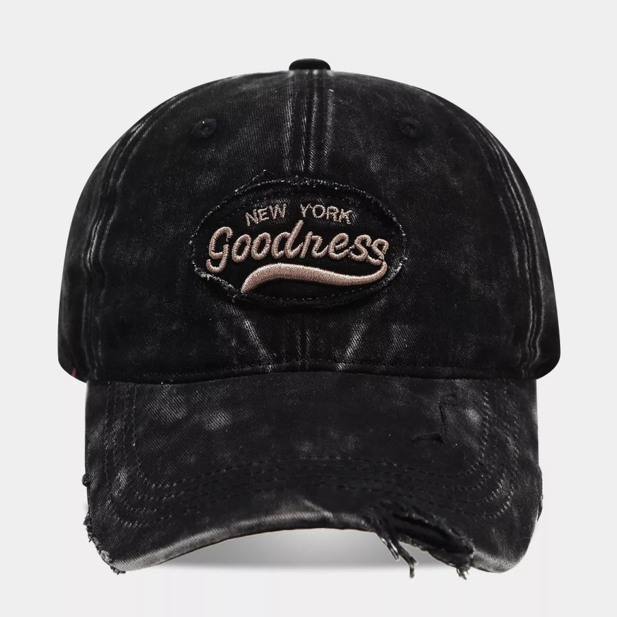 Distressed Washed Cotton Baseball Cap Black / One Size Apparel and Accessories