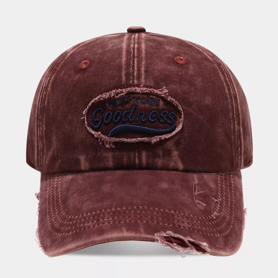 Distressed Washed Cotton Baseball Cap Burgundy / One Size Apparel and Accessories