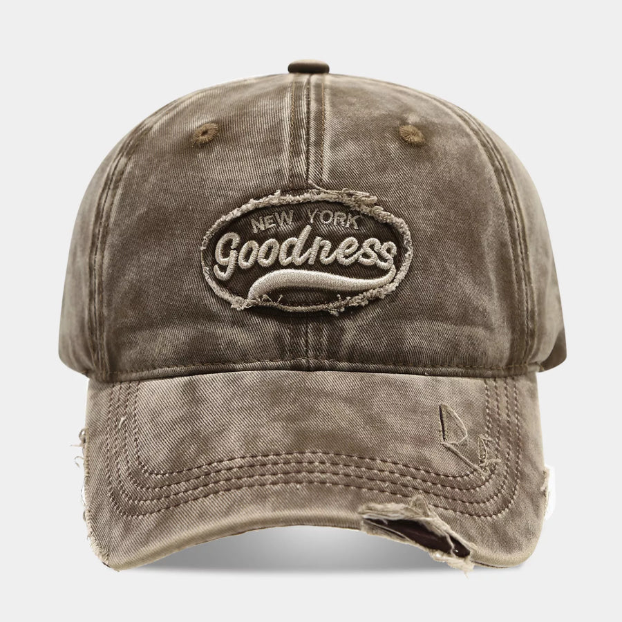 Distressed Washed Cotton Baseball Cap Khaki / One Size Apparel and Accessories