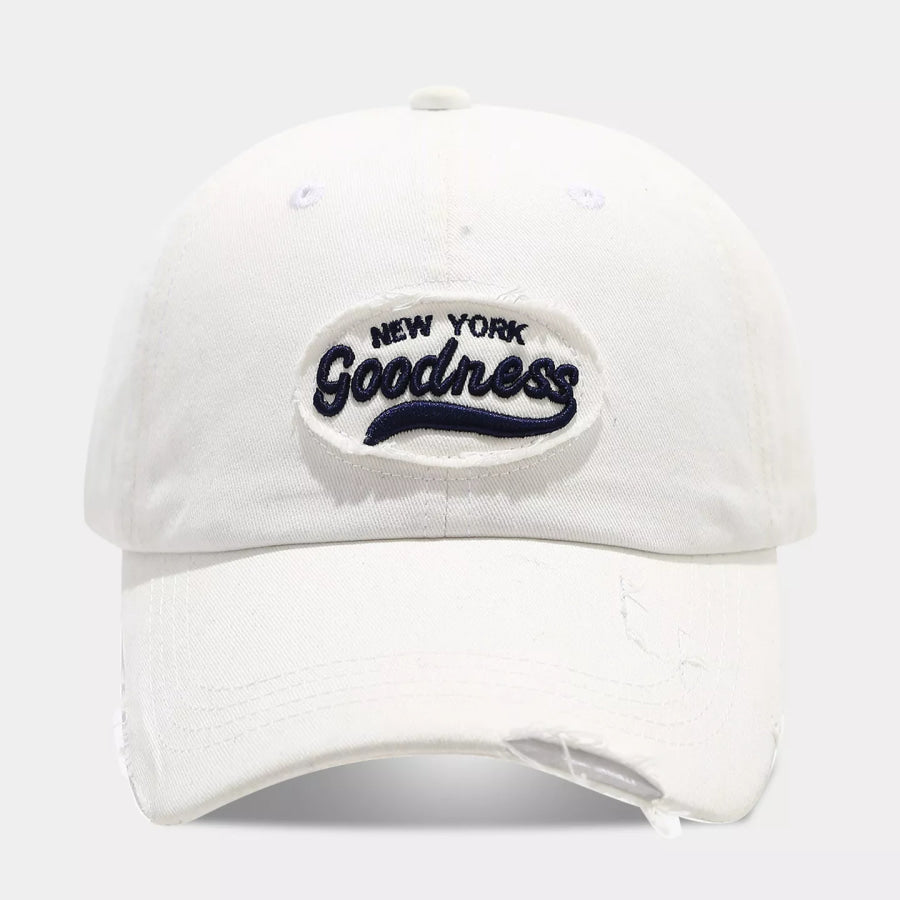 Distressed Washed Cotton Baseball Cap White / One Size Apparel and Accessories
