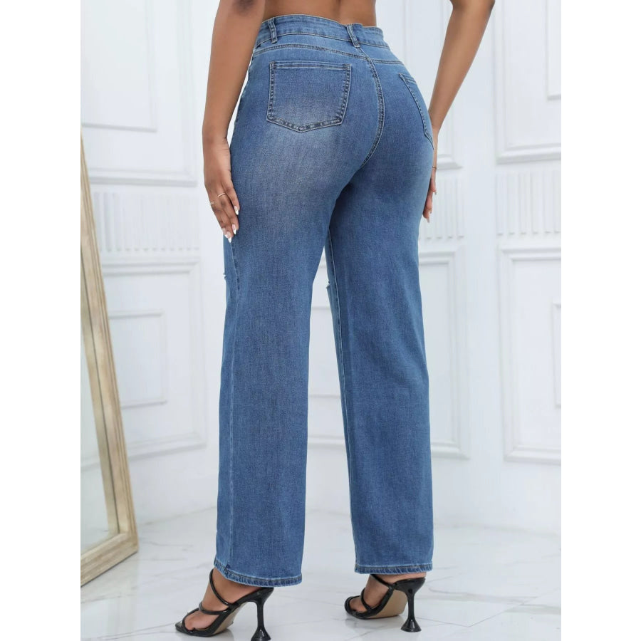Distressed Wide-Leg Jeans Apparel and Accessories