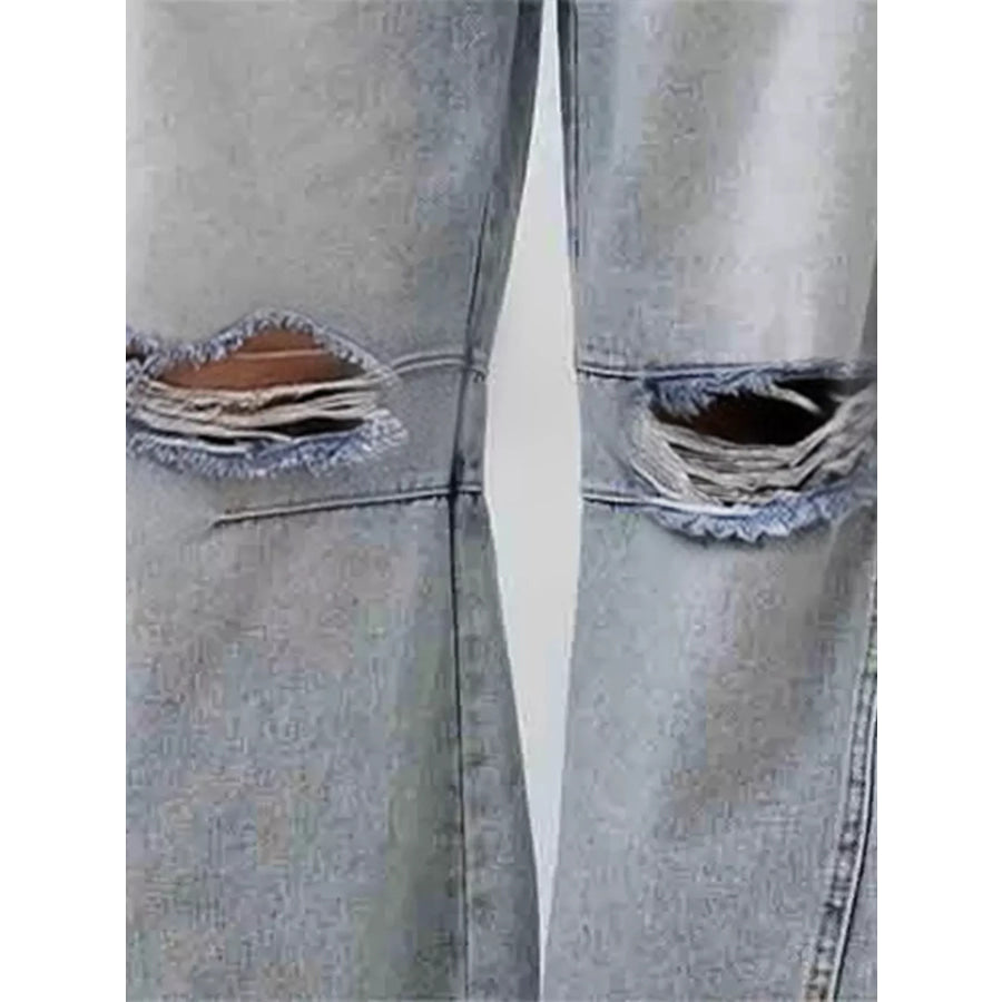 Distressed Wide Leg Jeans Apparel and Accessories