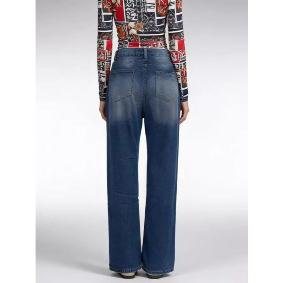 Distressed Wide Leg Jeans Apparel and Accessories