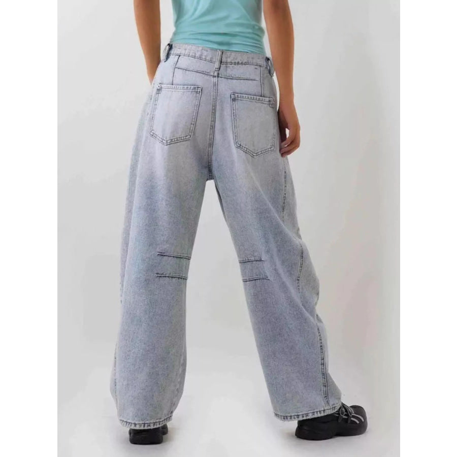 Distressed Wide Leg Jeans Apparel and Accessories