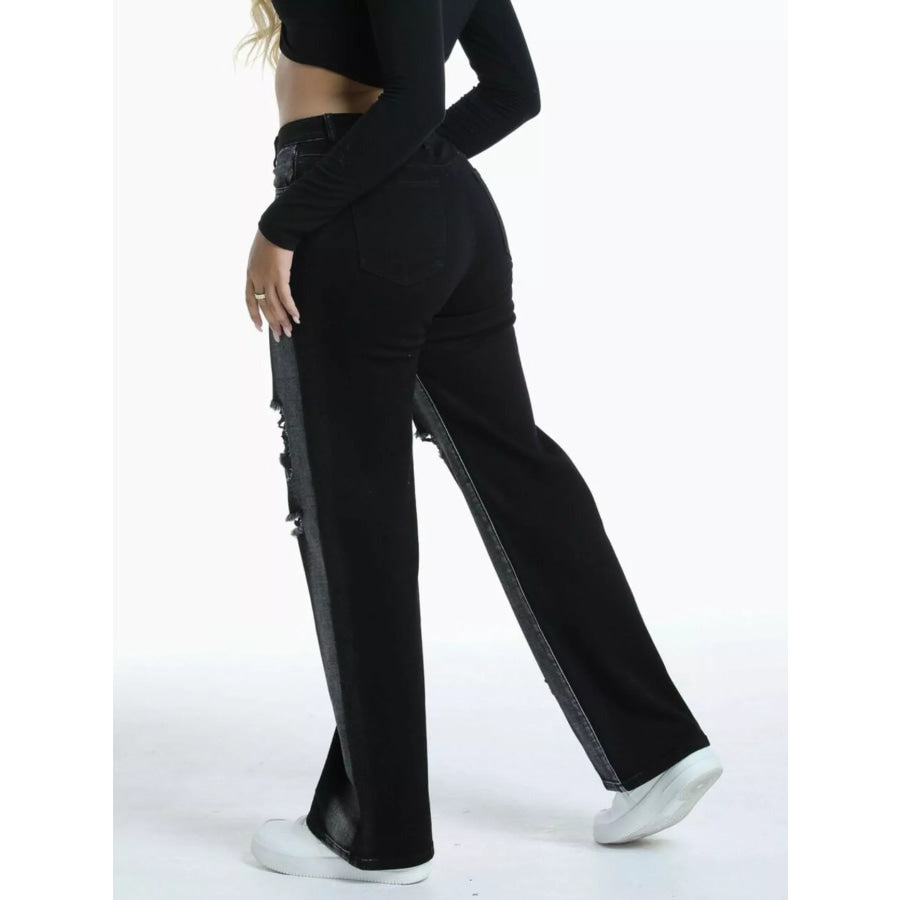Distressed Wide-Leg Jeans Apparel and Accessories