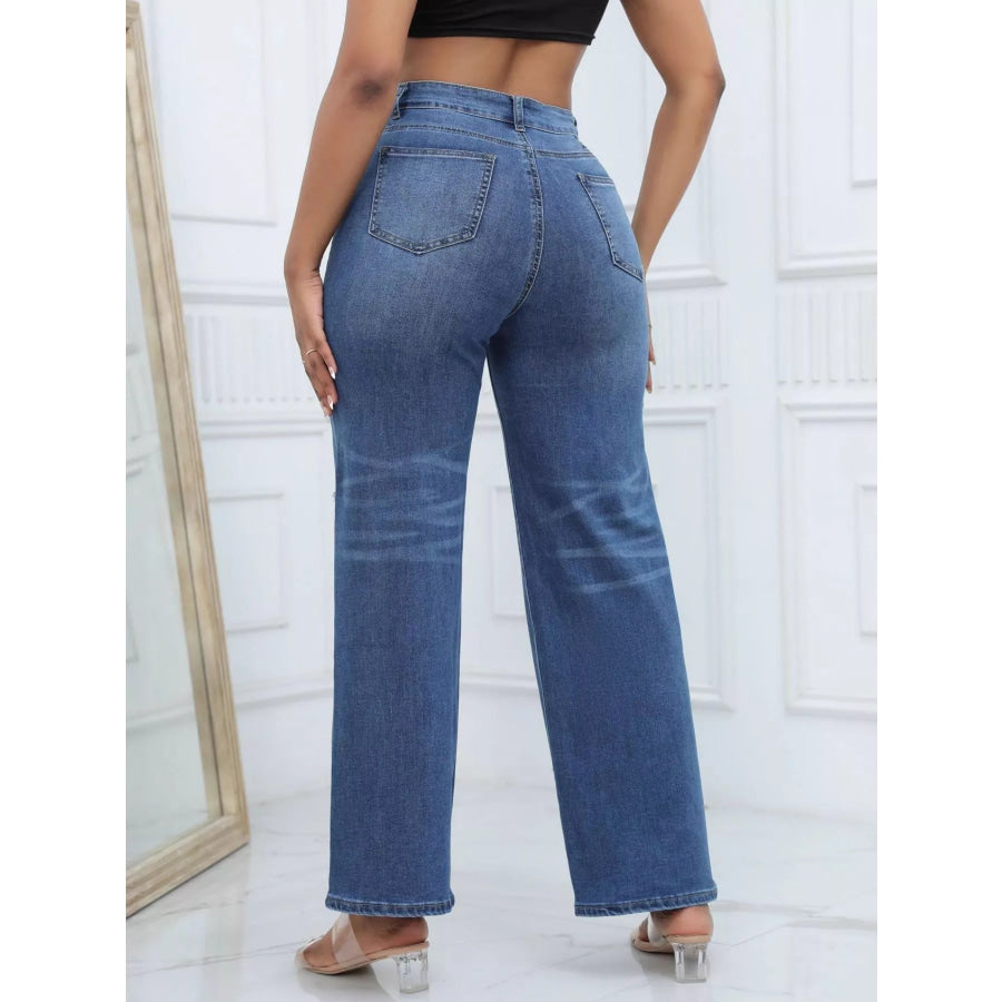 Distressed Wide-Leg Jeans Apparel and Accessories