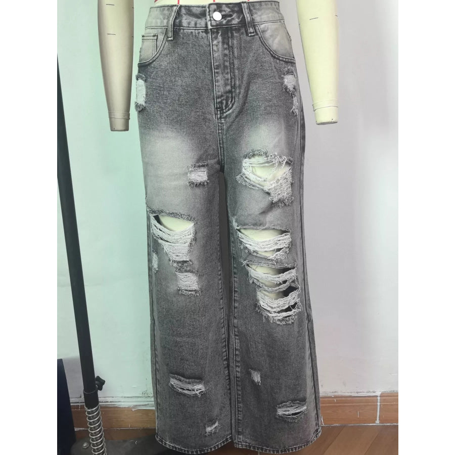 Distressed Wide-Leg Jeans Apparel and Accessories