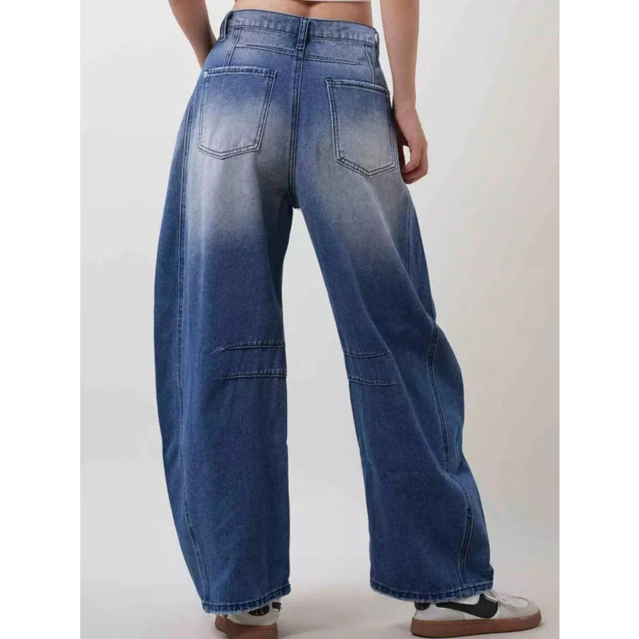 Distressed Wide Leg Jeans Apparel and Accessories