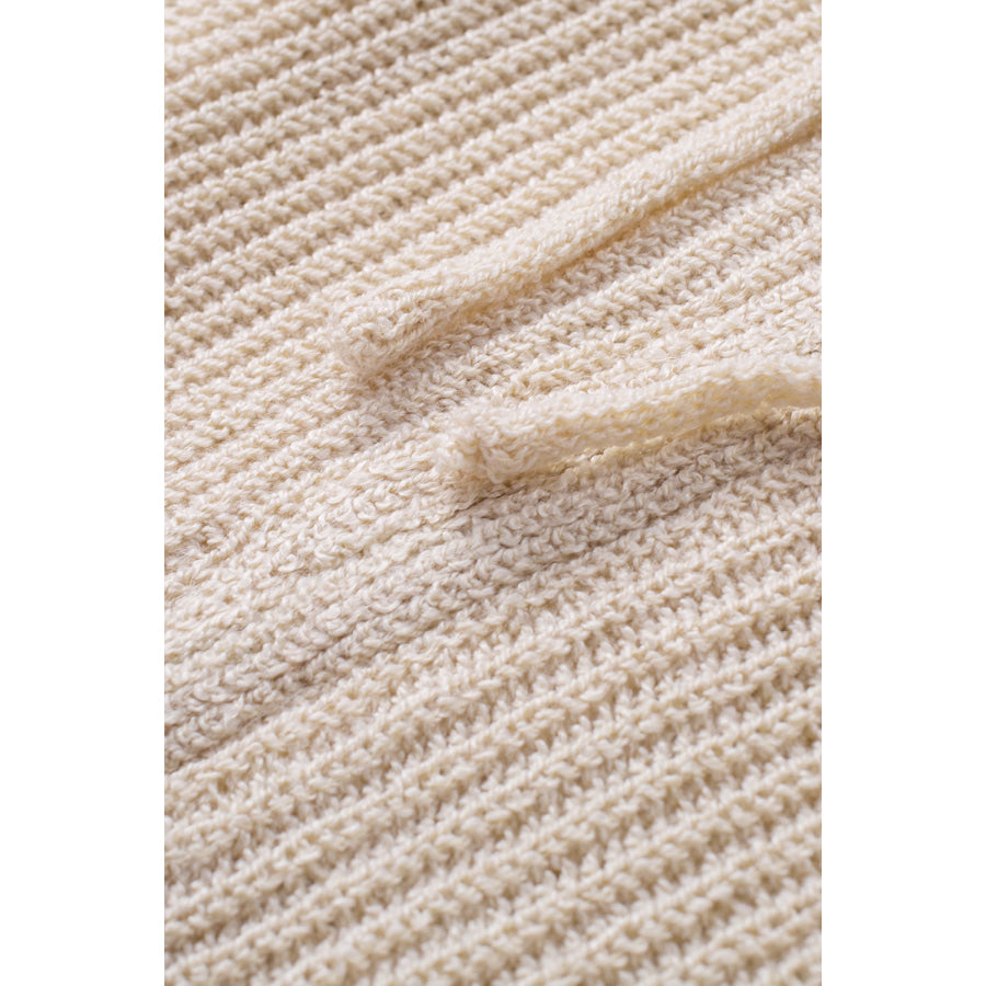 Distressed Zip Up Drawstring Hooded Cardigan Apparel and Accessories