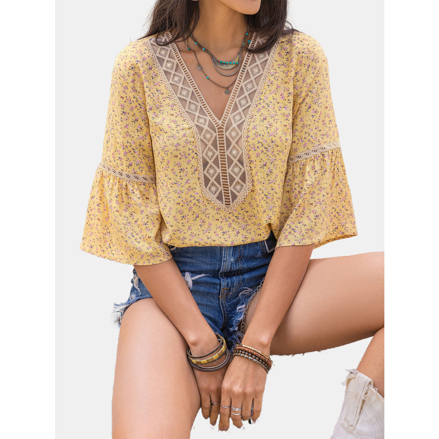 Ditsy Floral V-Neck Blouse Apparel and Accessories