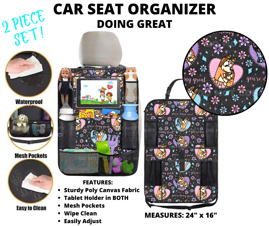 Preorder Custom 2-Piece Car Seat Organisers - Closes 2 Jan - ETA mid Apr 2025