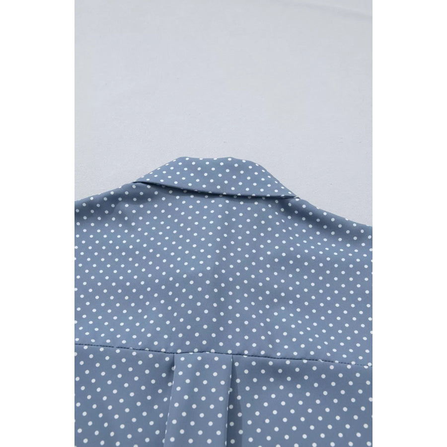 Dotted Print Cuffed Short Sleeve Shirt Apparel and Accessories