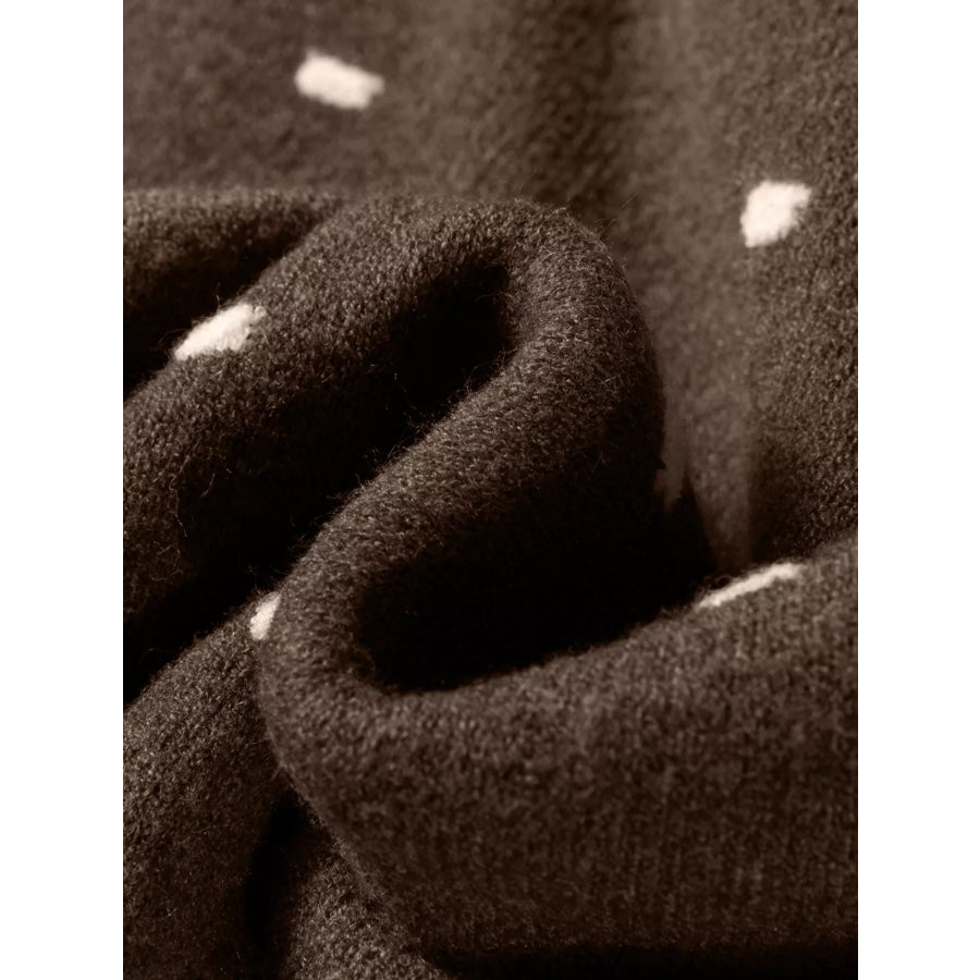 Dotted Print Ribbed Edge Knit Sweater Apparel and Accessories