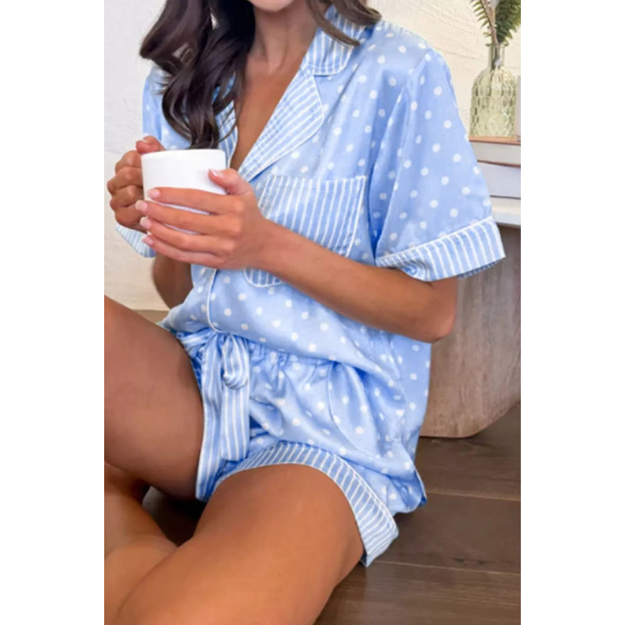 Dotted Print Soft Short Pajama Set Apparel and Accessories