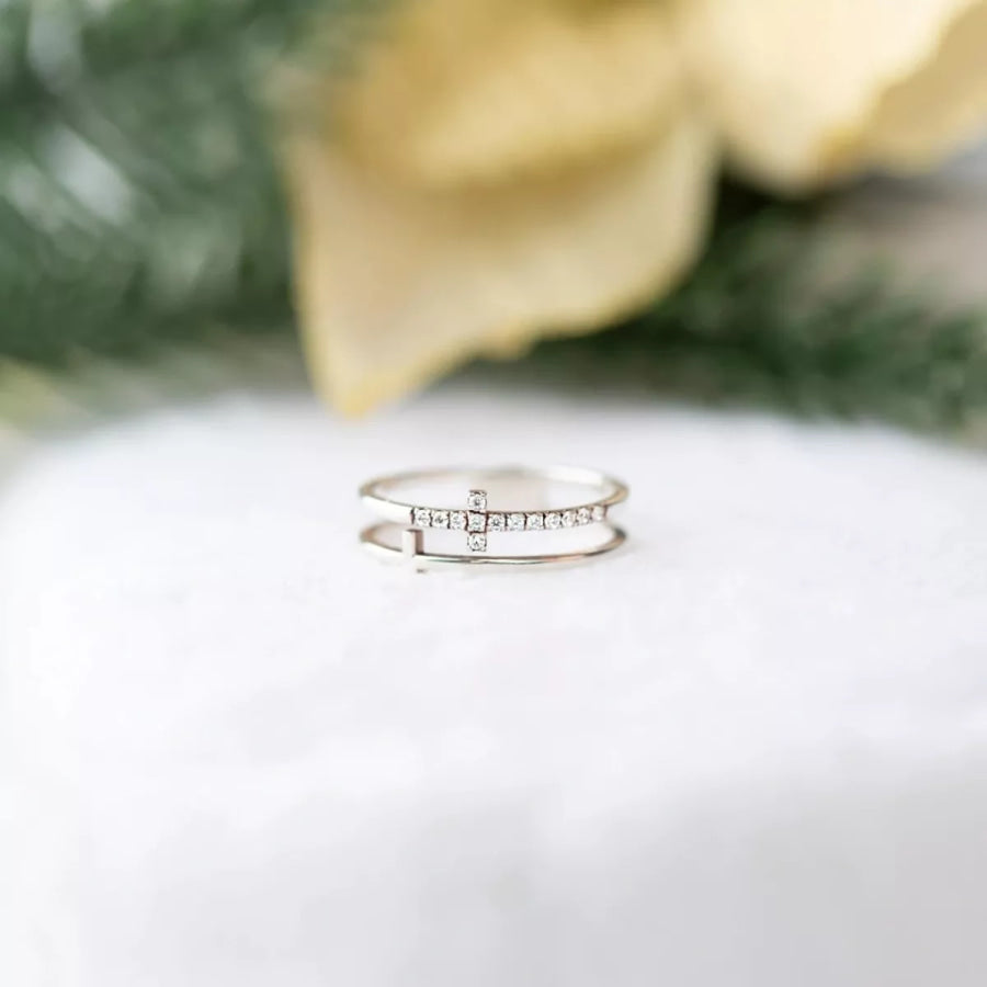 Double Band Cross Ring Apparel and Accessories