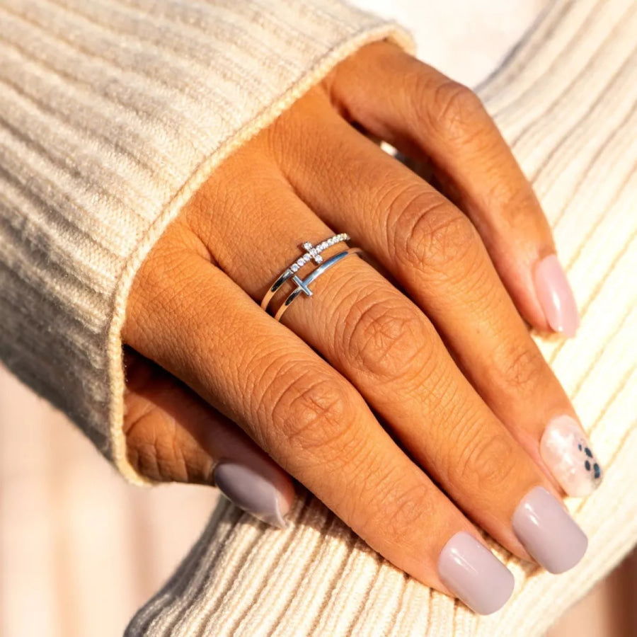 Double Band Cross Ring Apparel and Accessories