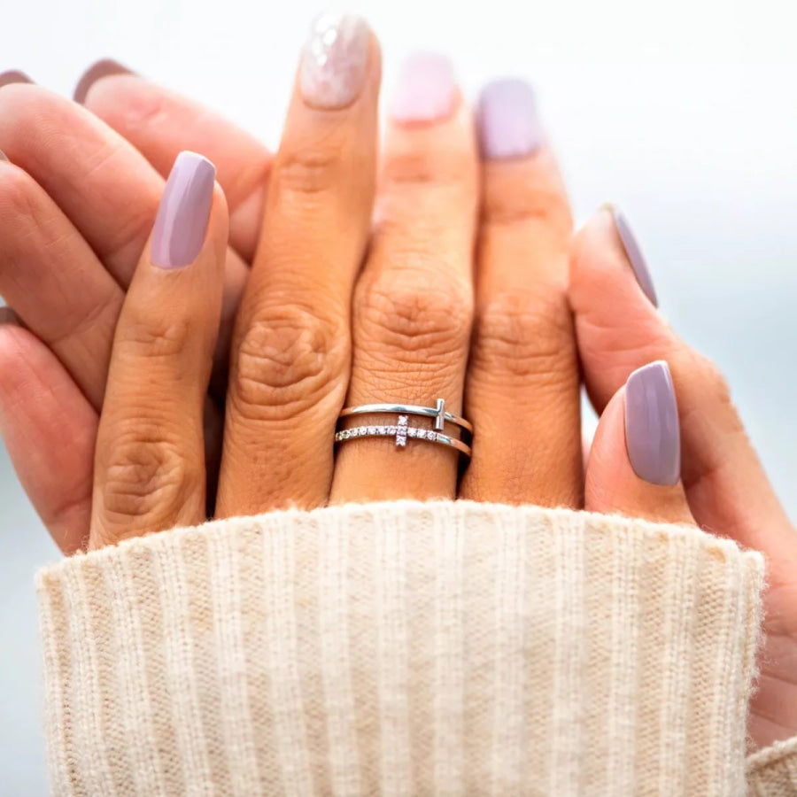 Double Band Cross Ring Apparel and Accessories