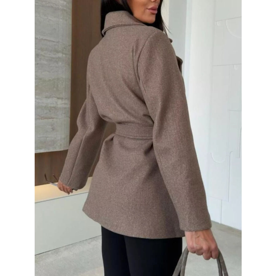 Double-Breasted Belted Wool-Blend Coat Apparel and Accessories