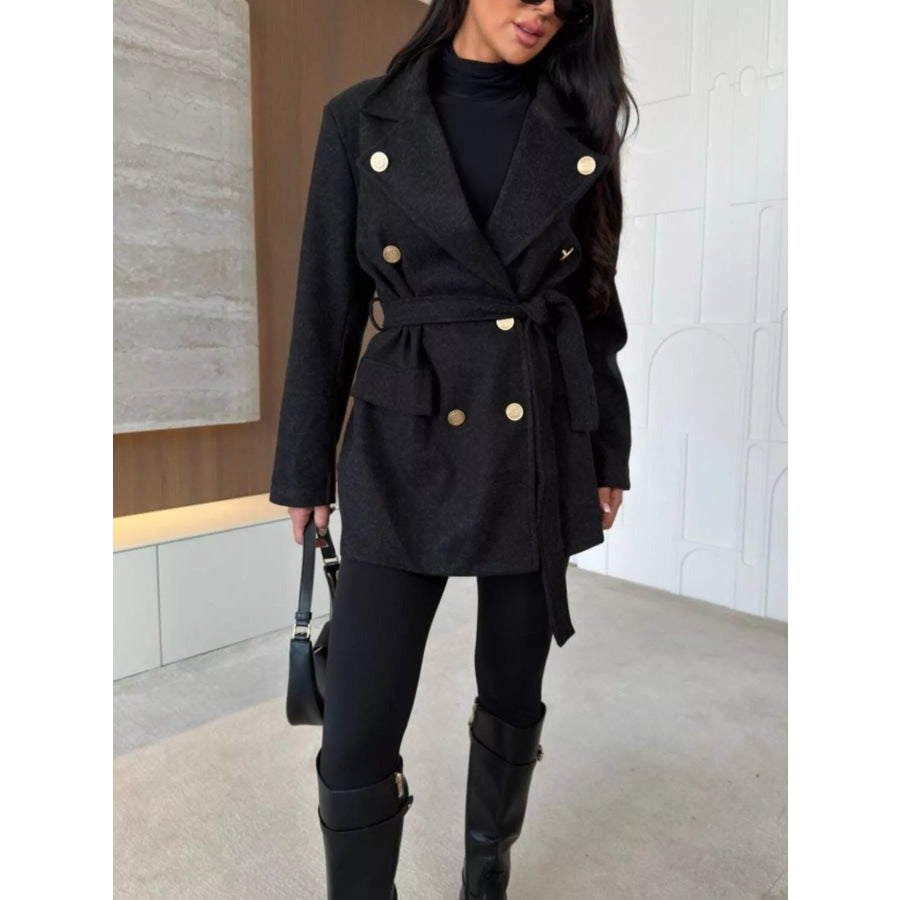 Double-Breasted Belted Wool-Blend Coat Apparel and Accessories
