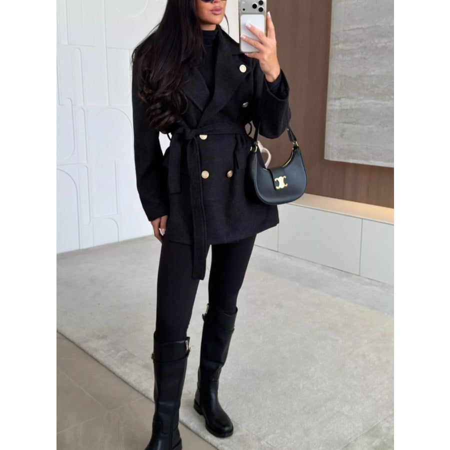 Double-Breasted Belted Wool-Blend Coat Apparel and Accessories