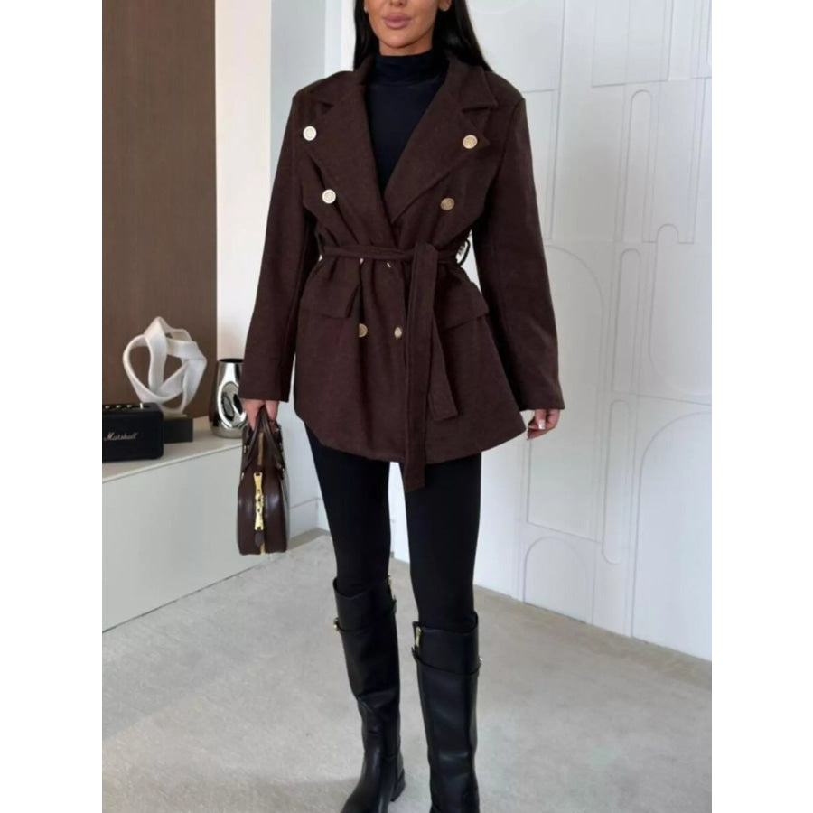 Double-Breasted Belted Wool-Blend Coat Apparel and Accessories