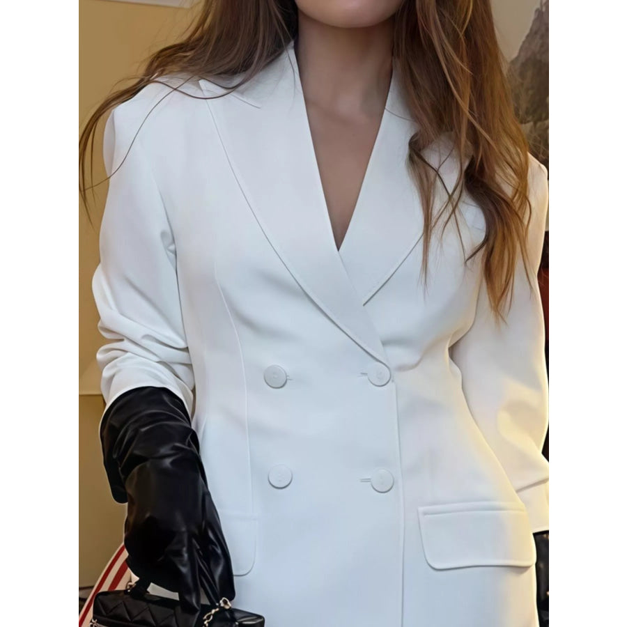Double Breasted Blazer and Sheer Lace Skirt Set Apparel Accessories