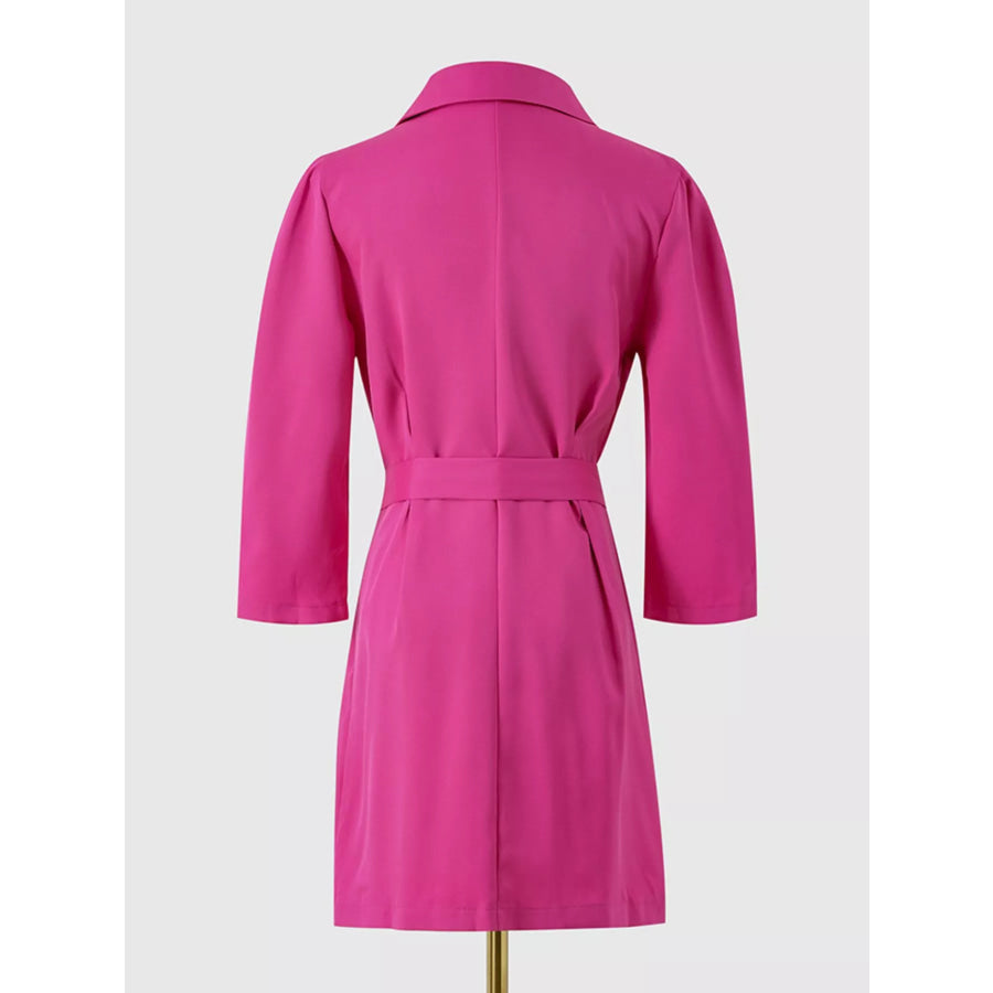 Double-Breasted Blazer Dress with Embellished Belt Apparel and Accessories