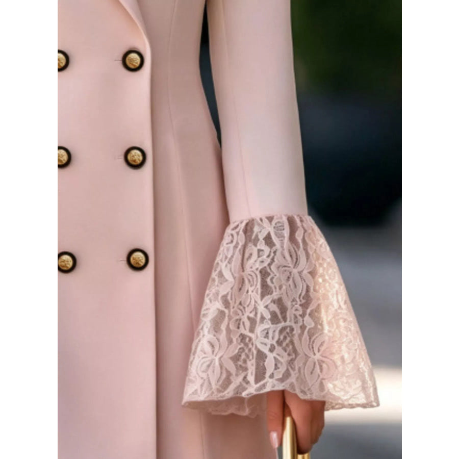 Double-Breasted Blazer Dress with Lace Flare Cuffs Apparel and Accessories
