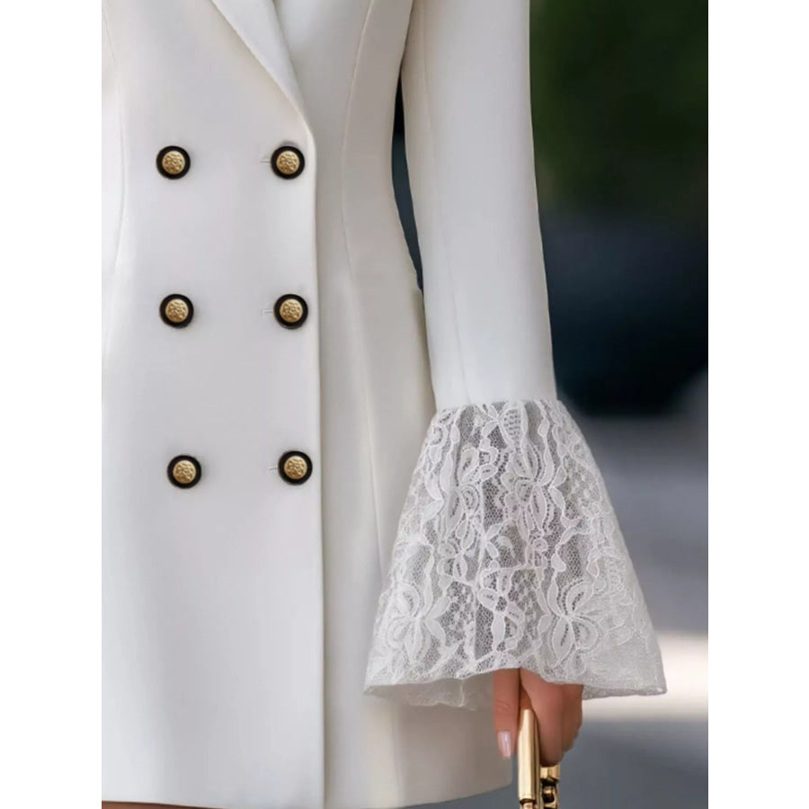 Double-Breasted Blazer Dress with Lace Flare Cuffs Apparel and Accessories