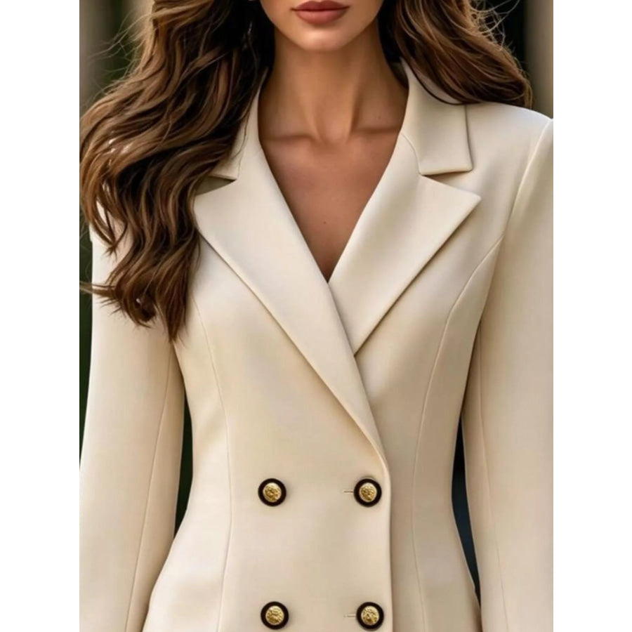 Double-Breasted Blazer Dress with Lace Flare Cuffs Apparel and Accessories