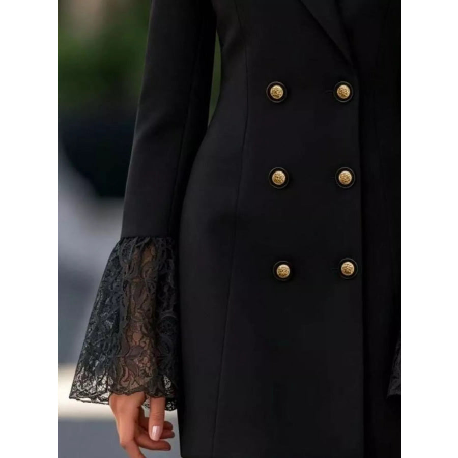 Double-Breasted Blazer Dress with Lace Flare Cuffs Apparel and Accessories