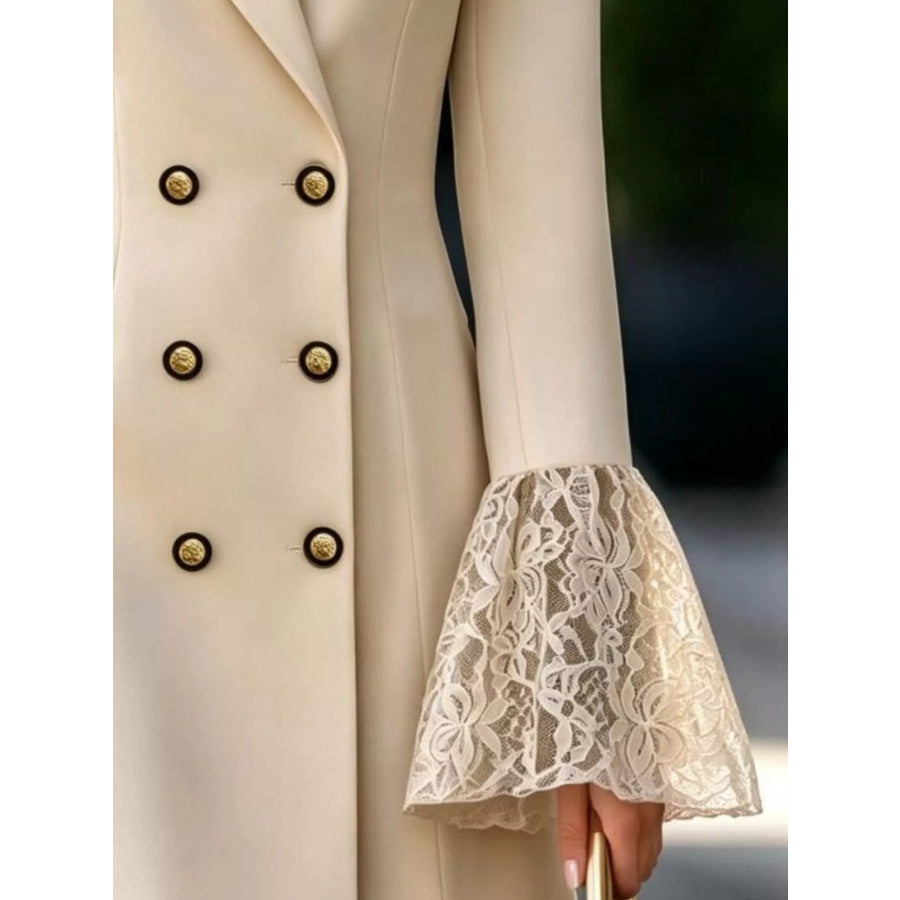 Double-Breasted Blazer Dress with Lace Flare Cuffs Apparel and Accessories