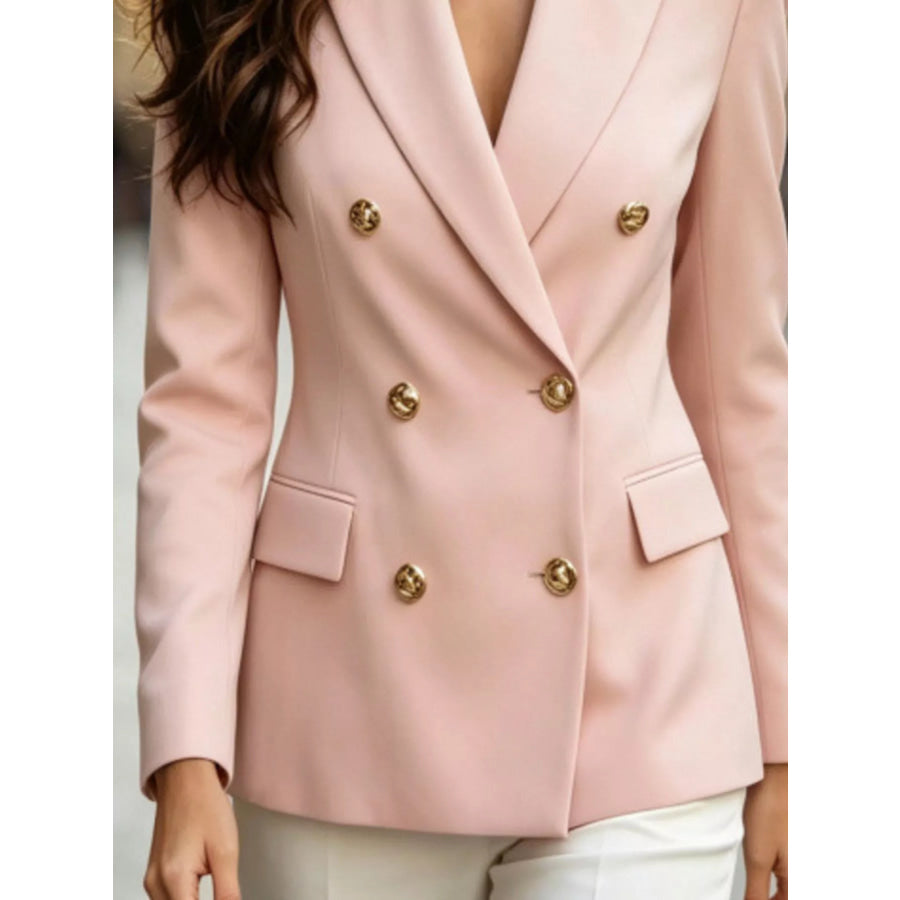 Double-Breasted Blazer with Leopard Print Lapel Apparel and Accessories
