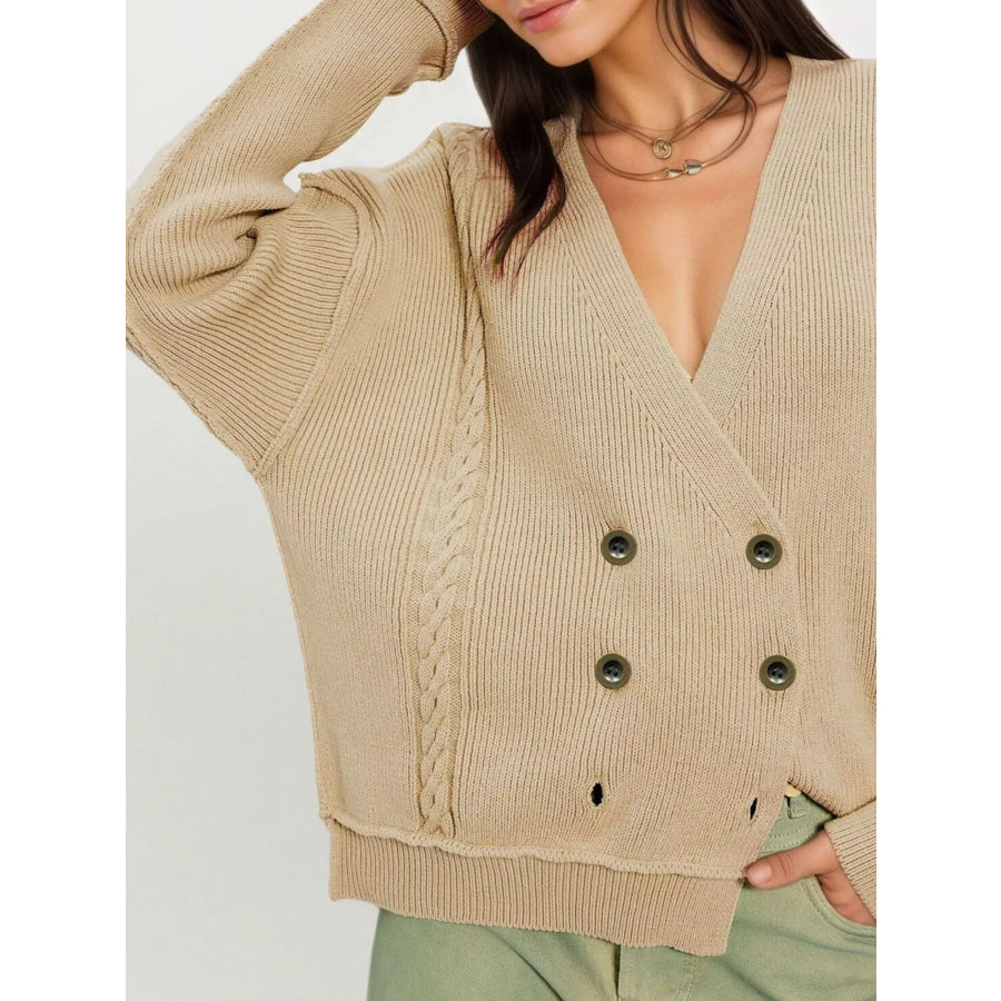 Double-Breasted Cable Knit Cardigan Apparel and Accessories