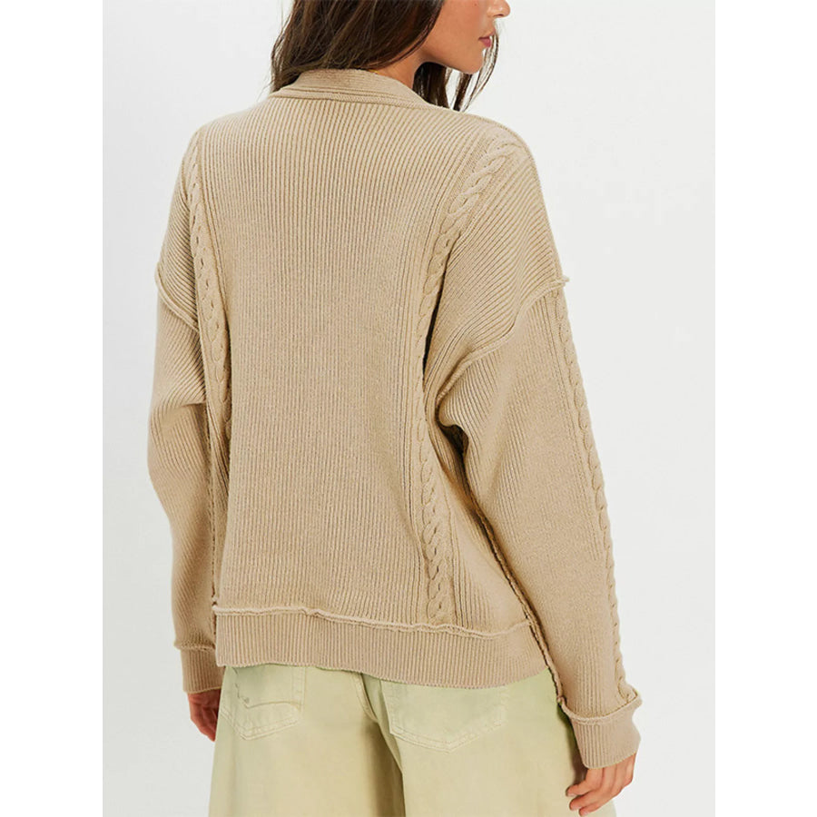 Double-Breasted Cable Knit Cardigan Apparel and Accessories